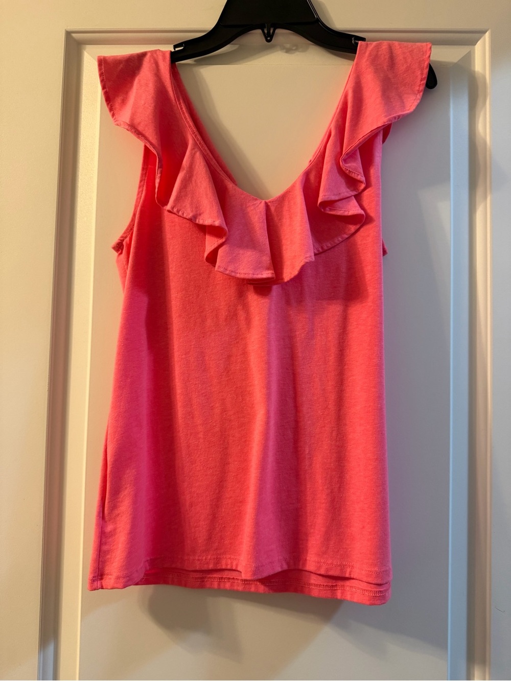Lilly Pulitzer Coral Pink Ruffle V-Neck Tank